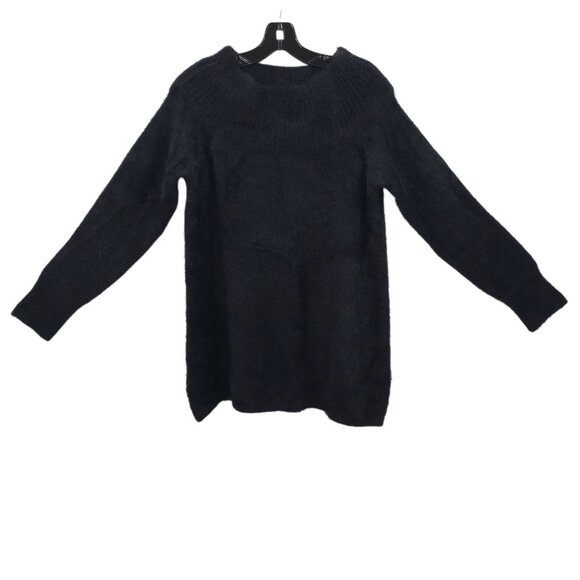 Loft Sweater Fuzzy Womens L Pullover Ribbed Wide Mock Neck Essential Tunic NEW - Picture 2 of 16